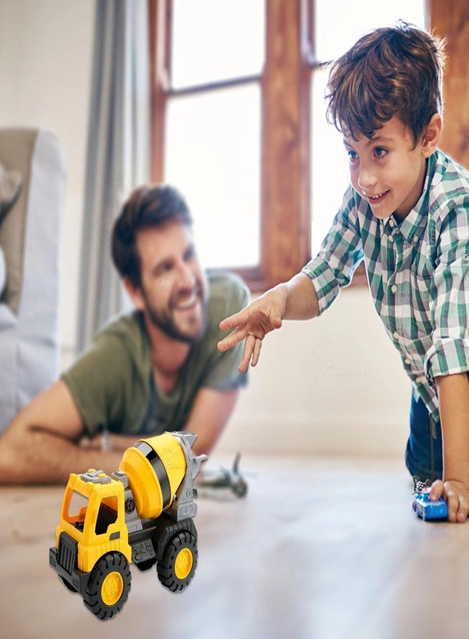 Globular Cement Mixture Dumper Excavator Vehicle Construction Engineering Truck Toy for Kids, Unbreakable Push and Go Truck for Kids Pull Back Pack of 3 - Image 5
